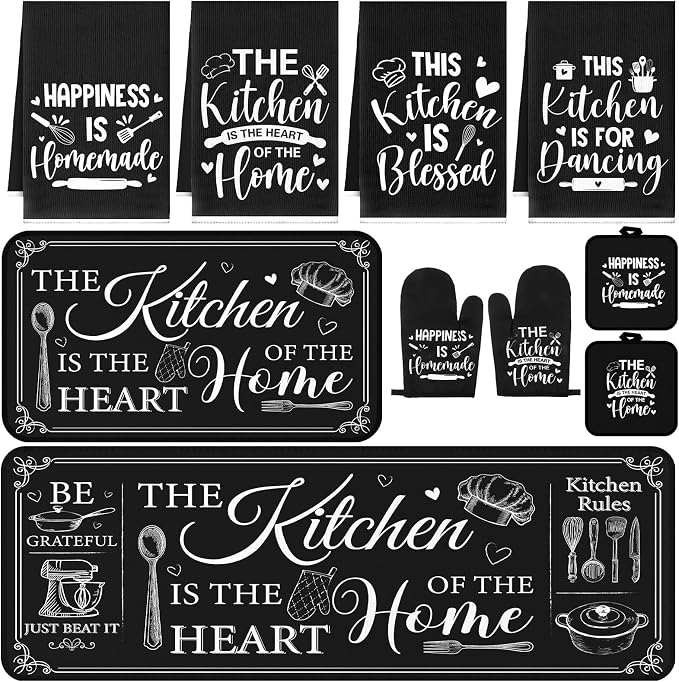 Fourluoo 10 Pcs Farmhouse Kitchen Decor and Accessories Set 4 Kitchen Towels 2 by Fourluoo