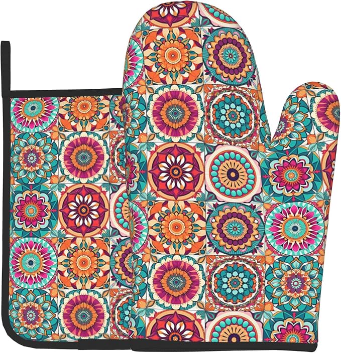 Boho Oven Mitts and Pot Holders by DZGlobal
