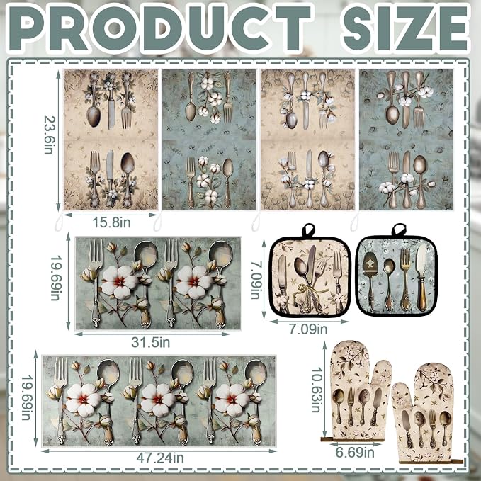 Fourluoo 10 Pcs Farmhouse Kitchen Decor and Accessories Set 4 Kitchen Towels 2 - Image 3