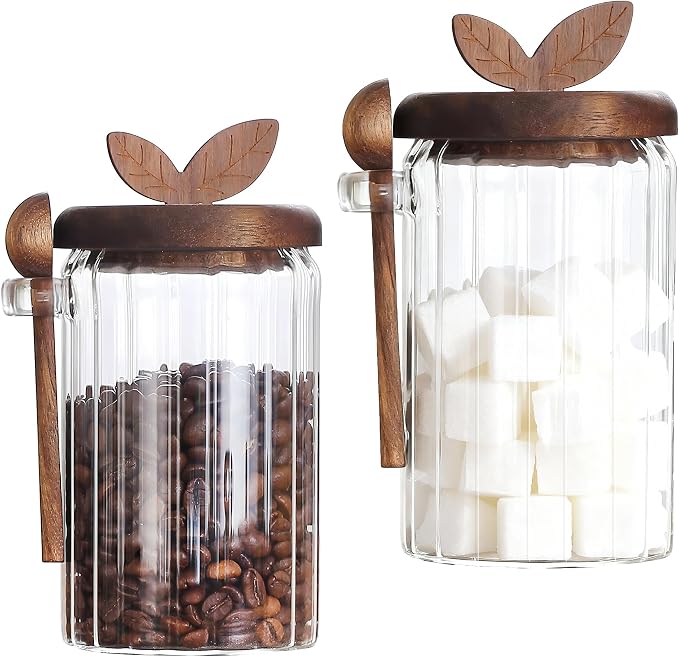 holoith 2 Pack Sugar Bowl Sugar Container 27oz Glass Jars by Holoith