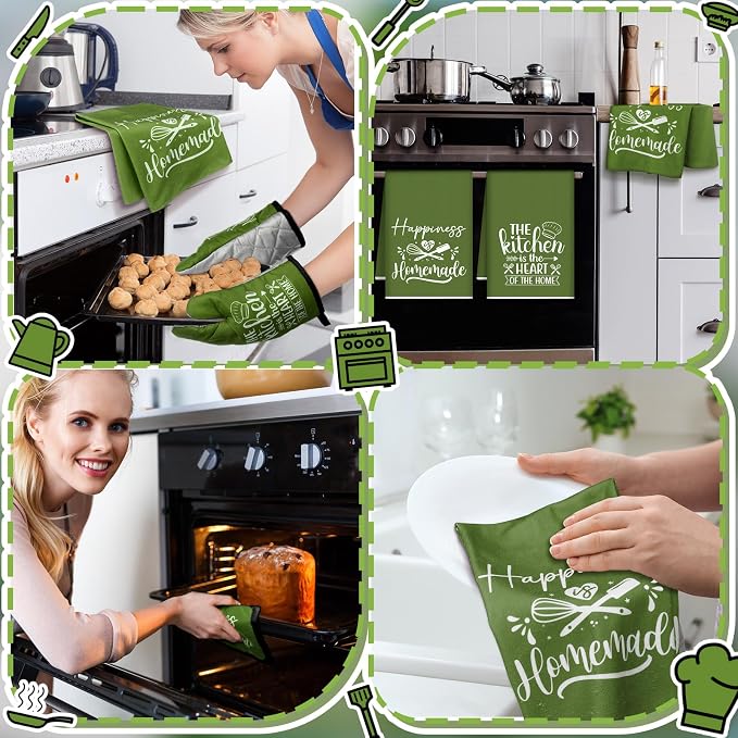 Sratte 6 Pcs Kitchen Decor Accessories Set Farmhouse Towels Pot Holders Oven - Image 5