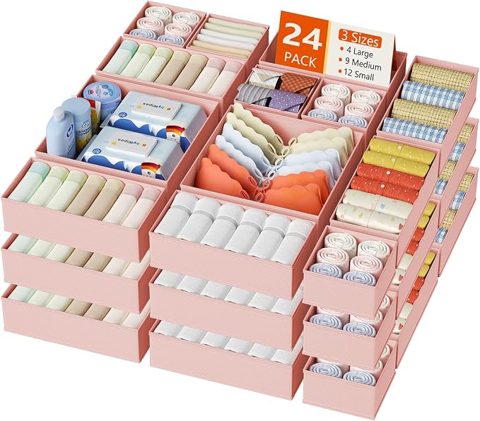 DIMJ Drawer Organizer Clothes, 24 Pack Dresser Organizer, Foldable Closet by DiMJ