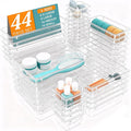 WOWBOX 44 PCS Clear Plastic Drawer Organizer Set, 5 Varied Size storage Bins by WOWBOX