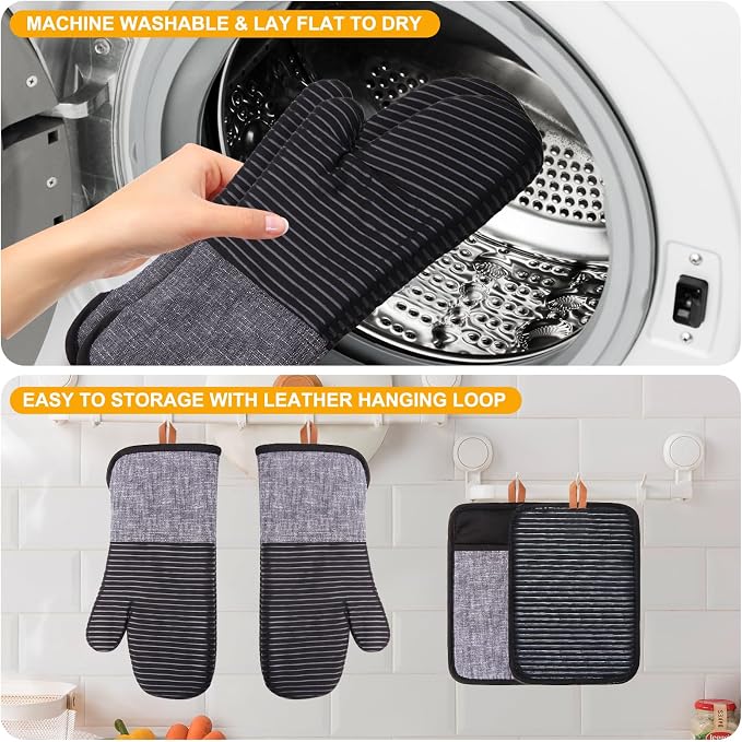 4PCS TIPTAP Oven Mitts, Kitchen Oven Mitts Set, Non Slip Cotton Oven Mitt and - Image 5