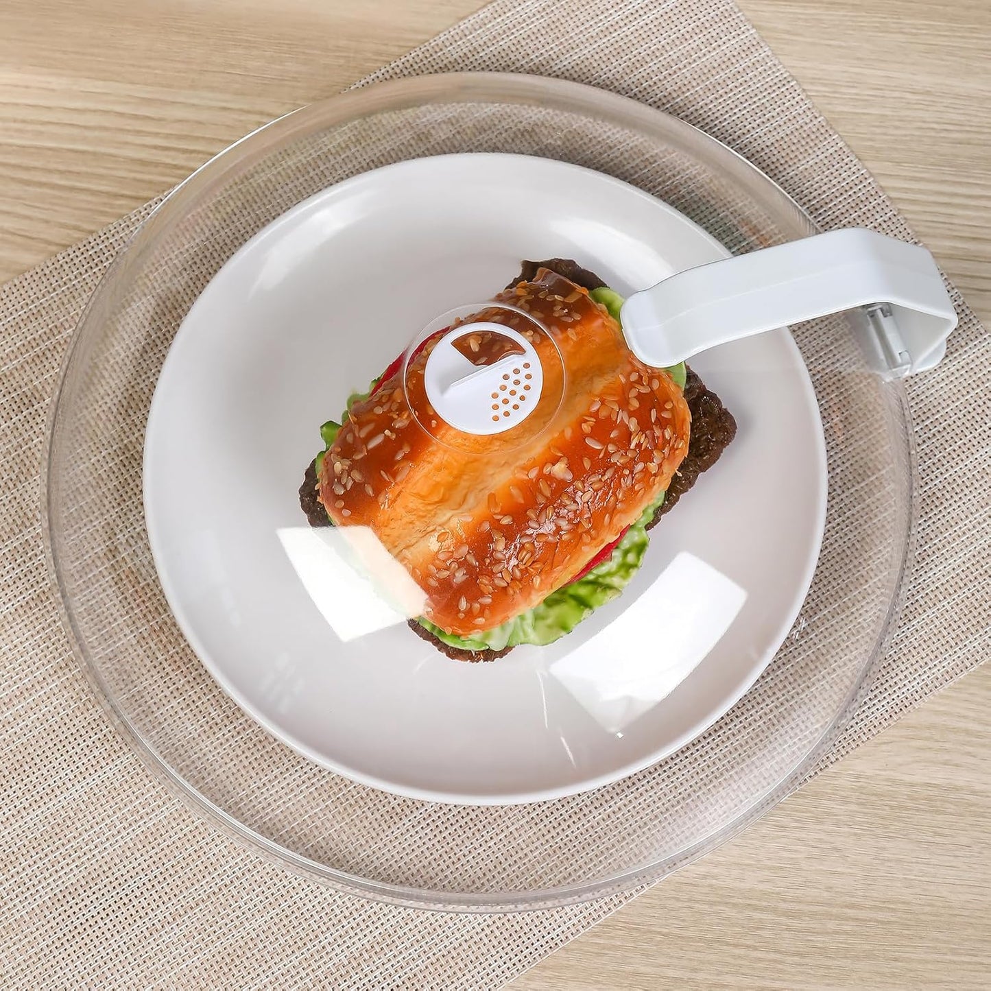 WENWELL Microwave Splatter Cover for Food 12",Large Clear Microwave Splash Guard Cooker lid with Handle,Dish bowl Plate Serving Cover Home Kitchen Essential,BPA-Free,Saft Plastic