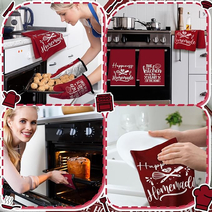 Sratte 6 Pcs Kitchen Decor Accessories Set Farmhouse Towels Pot Holders Oven - Image 5