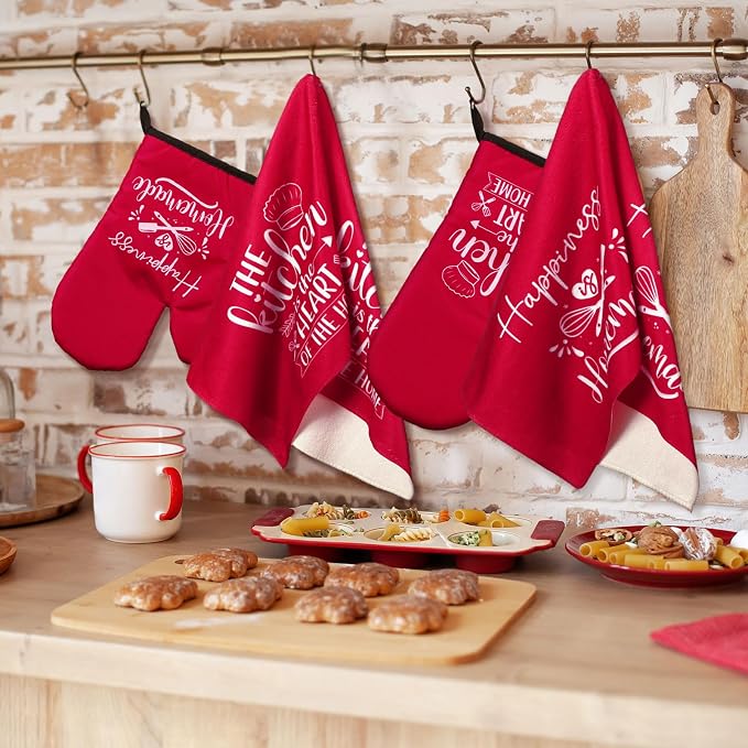 Sratte 6 Pcs Kitchen Decor Accessories Set Farmhouse Towels Pot Holders Oven - Image 2