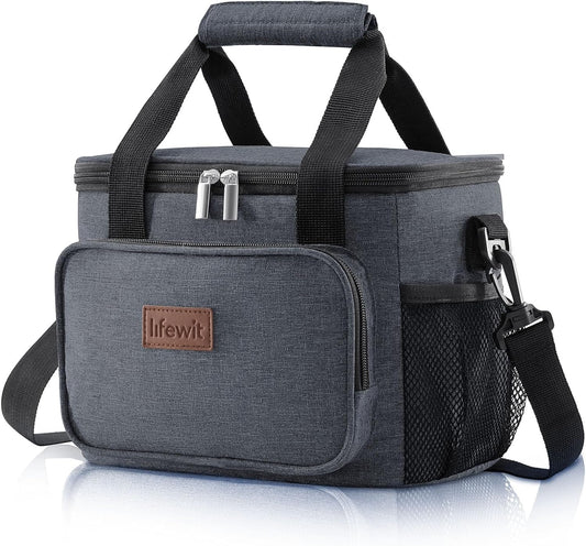 Lifewit Medium Lunch Bag Insulated Lunch Box Soft Cooler Cooling Tote for Adult Men Women, Dark Gray 12-Can (9L)