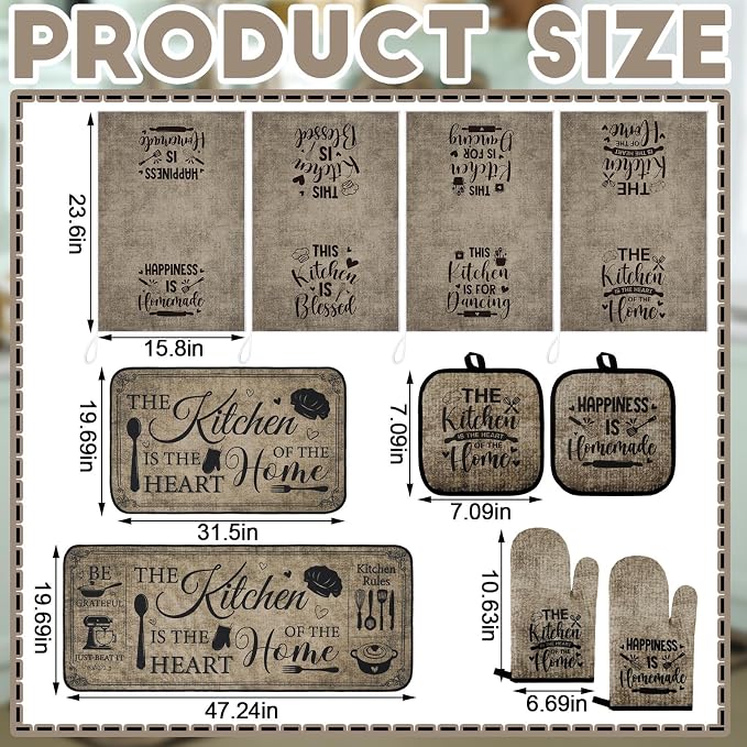 Fourluoo 10 Pcs Farmhouse Kitchen Decor and Accessories Set 4 Kitchen Towels 2 - Image 3