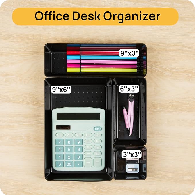 Vtopmart 25 PCS Office Desk Drawer Organizers Set, 4-Size Versatile Plastic - Image 6