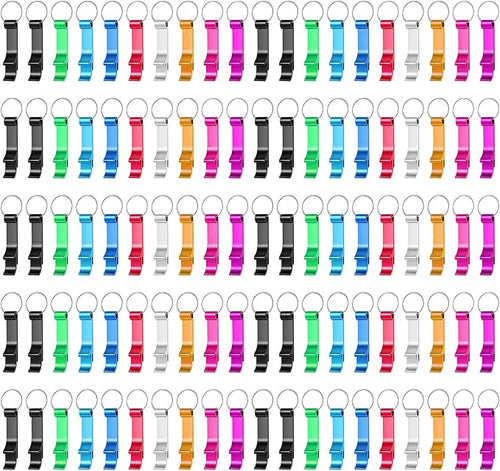 100 Pack Bottle Opener Keychain Bulk, Colorful Beer Bottle Openers Metal by Yugada