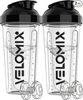 VELOMIX -2 Pack- 28 oz Protein Shaker Bottles by VELOMIX