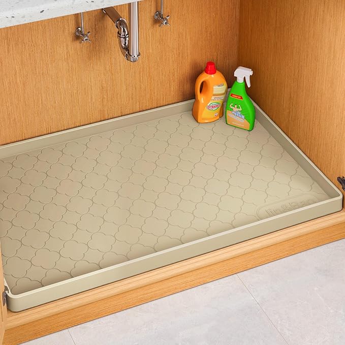 Jin&Bao Waterproof Under Sink Mat 34" x 22", Thick Silicone Mat Cabinet by Jin%26Bao