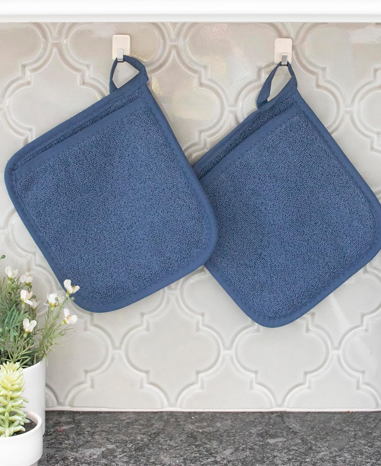 RITZ Terry Pocket Mitt & Hot Pad: Unparalleled Heat Resistant, Durable 100% Cotton – Ergonomically Designed for Optimal Grip – Easy-Care Machine Washable – 4-Pack, Federal/Paprika