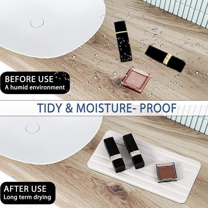 2PCS Water Absorbing Stone Tray, Quick Drying Stone Sink Tray, Water Absorbent - Image 3
