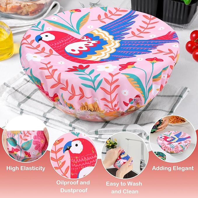 5 Pieces Bowl Covers Reusable, 5 Size Elastic Cloth Bowl Covers - Image 4