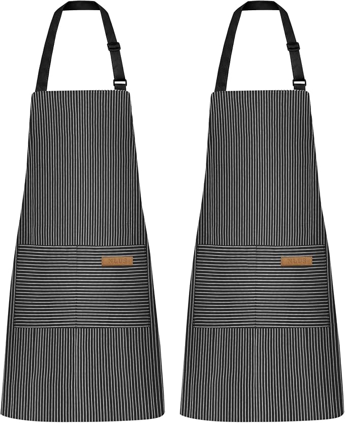 NLUS 2 Pack Kitchen Cooking Aprons, Adjustable Bib Soft Chef Apron by NLUS