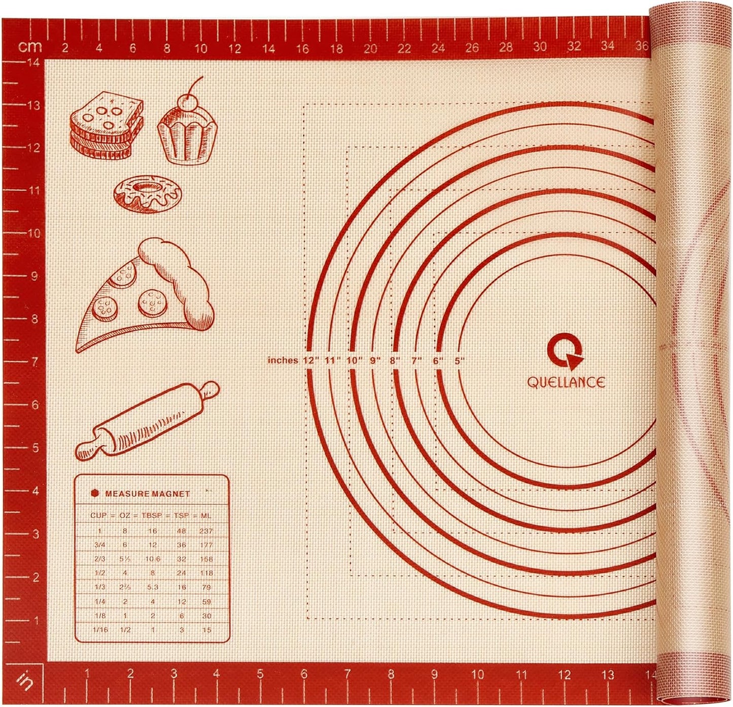 Silicone Baking Pastry Dough Mat - 26x16Inch Extra Large Cookie Bread Rolling Mats Sheet, Nonstick Kitchen Counter Kneading Board, Thick Reusable Pie Cookies Pizza Fondant Making Matt with Measurement