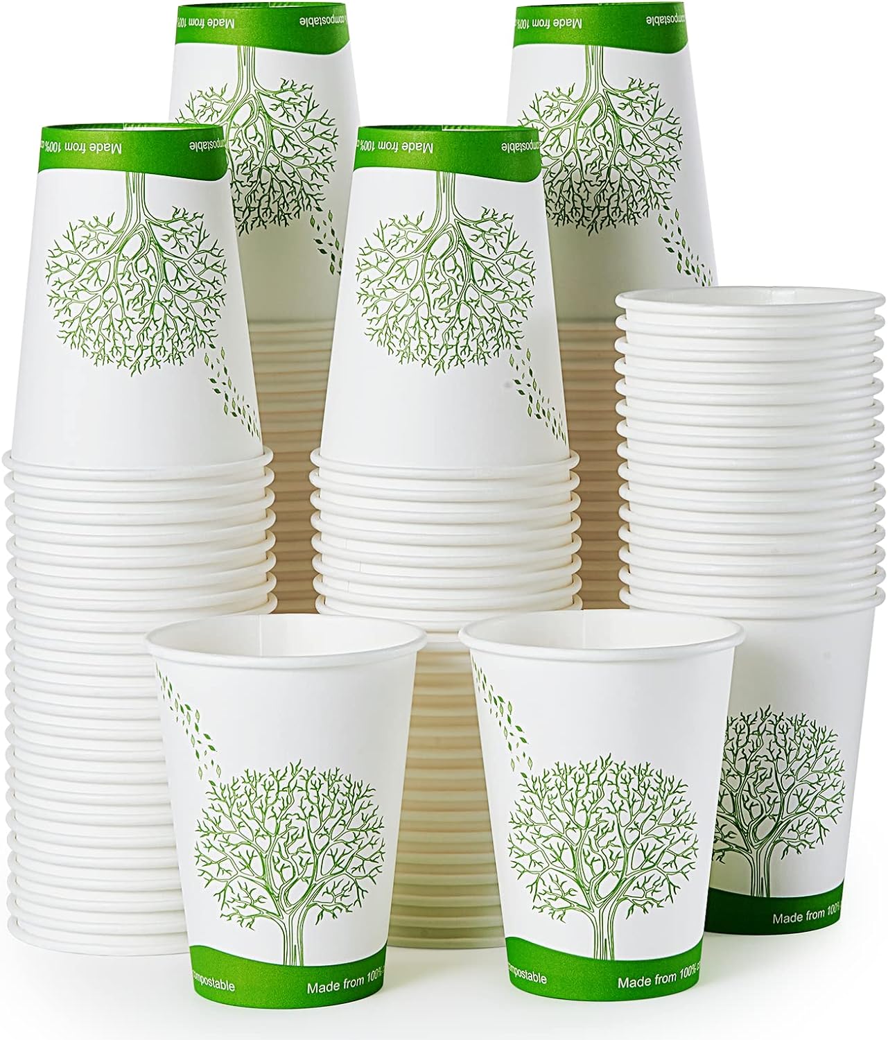 ECOLipak 240 Count 12 oz Compostable Paper Cups, Biodegradable Disposable Paper Coffee Cups with PLA Lined, Eco-friendly Hot Drinking Cups for Party, Picnic,Travel,and Events