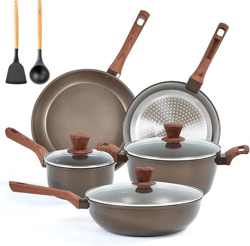 10 Pcs Pots and Pans Set Non Stick, Kitchen Cookware Sets by RATWIA