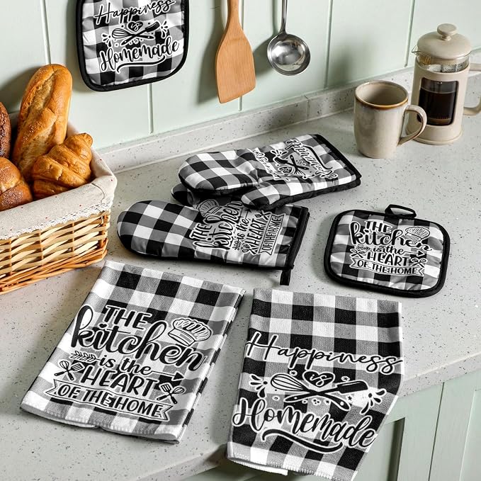 Sratte 6 Pcs Kitchen Decor Accessories Set Farmhouse Towels Pot Holders Oven - Image 3