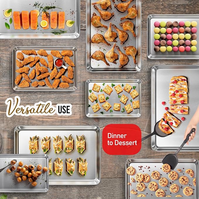 Eatex Aluminum Baking Sheet Set, 2 Pack Cookie Sheet Set, 9x13 Baking Pan Set - Image 7