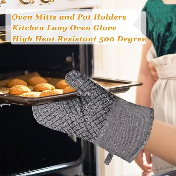 4 Pcs Oven Mitts and Pot Holders, Kitchen Long Oven Glove High Heat Resistant - Image 7