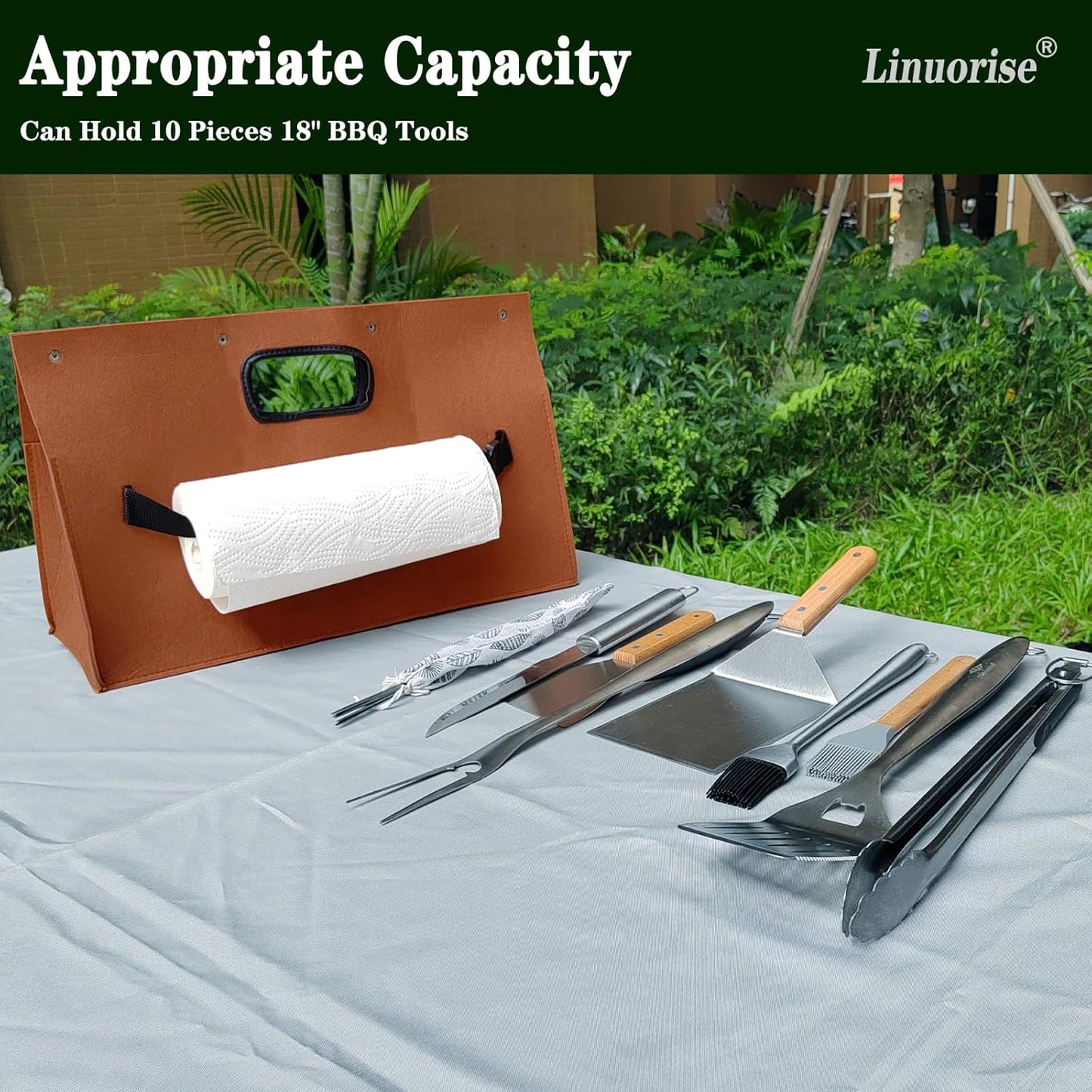Grill Accessory Storage Bag; BBQ & Grill Tools Organizer; Men's BBQ Gifts(MaterialThickened Felt Cloth)