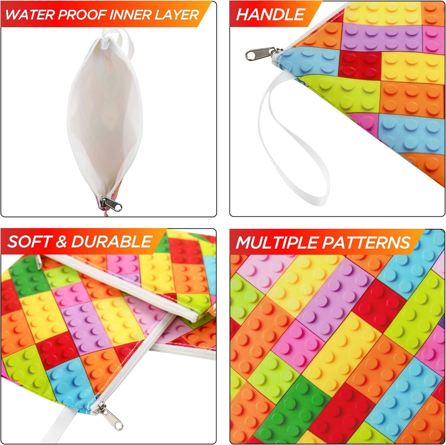 Nordic By Nature Reusable Sandwich Bag Snack Bags - Value Pack of 5 Dual Layer Lunch Baggies - Dishwasher Safe - Eco Friendly Cloth Wraps - Easy Open Zipper (Color Blocks)