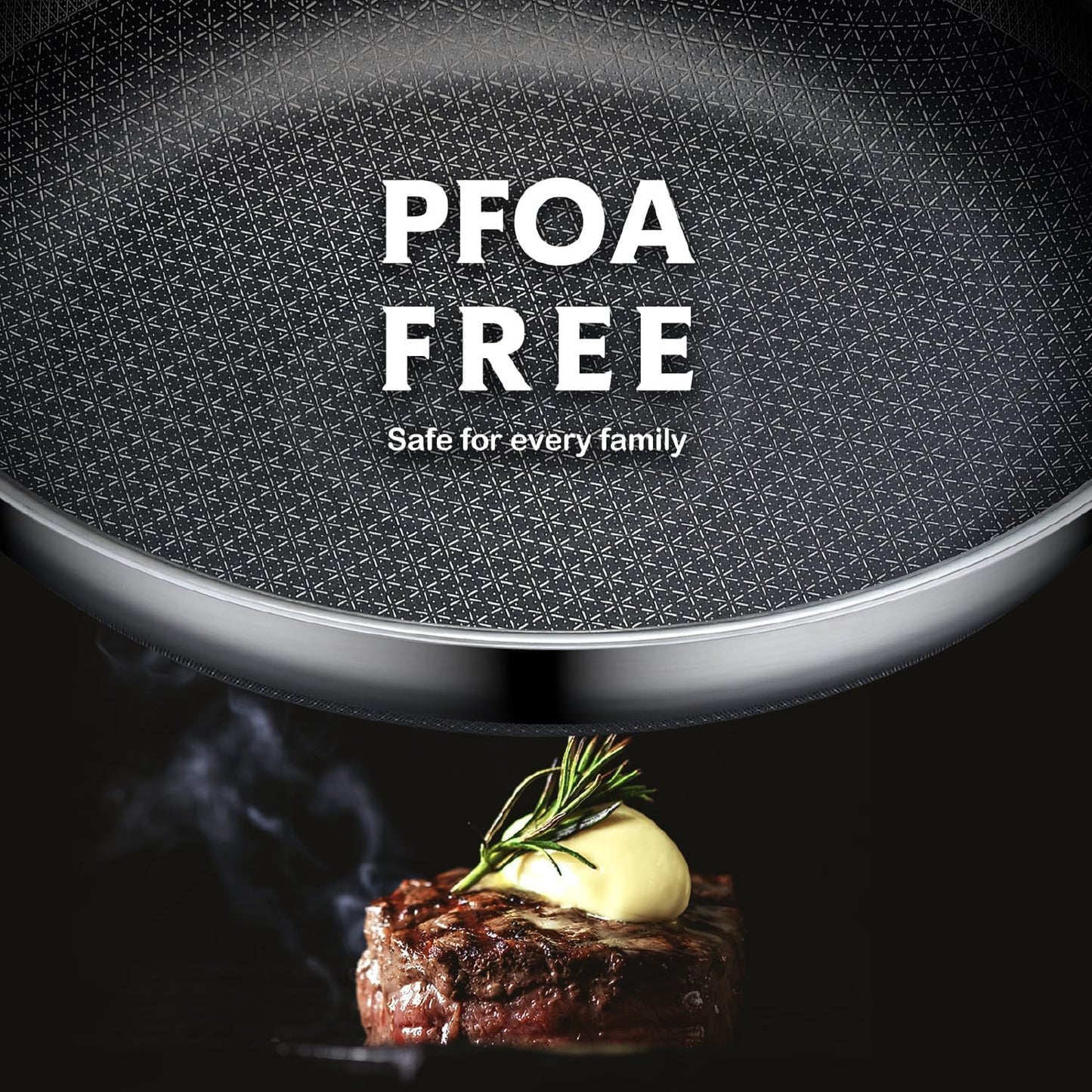 Non Stick Frying Pans Set,Hybrid Pan Set(8+10+12inch) Frying Pans Nonstick for cooking,PFOA Free Induction Cookware Sets,non stick Stainless Steel Skillets,Dishwasher and Oven Safe Kitchen set