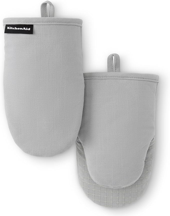 KITCHENAID Gourmet Series Gridlines Mini Oven Mitts 2-Pack Set, Heat Resistant by KitchenAid