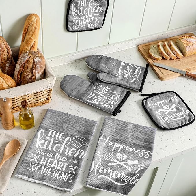 Sratte 6 Pcs Kitchen Decor Accessories Set Farmhouse Towels Pot Holders Oven - Image 3