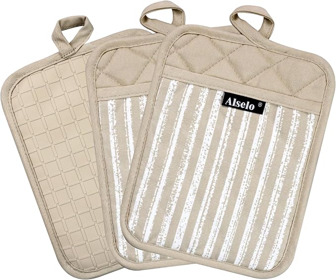Alselo Silicone Pot Holders Set of 3 Heat Resistant & Non Slip Potholders - Image 8