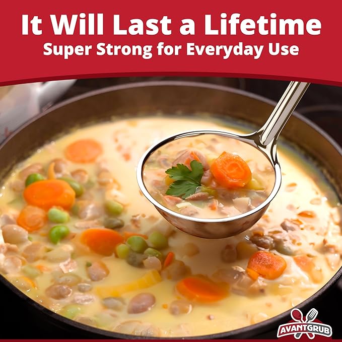 Super Sturdy, Ergonomic 2 Oz. Soup Ladle 5 Pk. Stainless Steel Ladles - Image 3