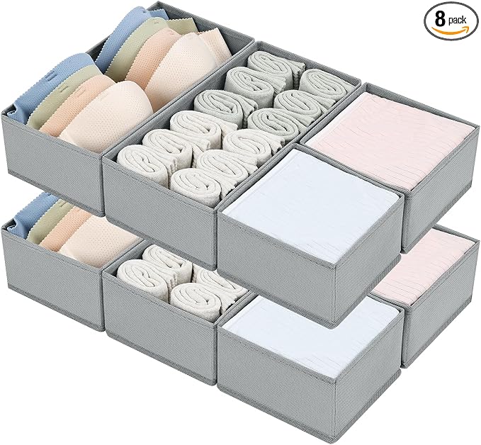 DIMJ Drawer Organizer Clothes Set of 8, Foldable Closet Drawer Organizer by DiMJ