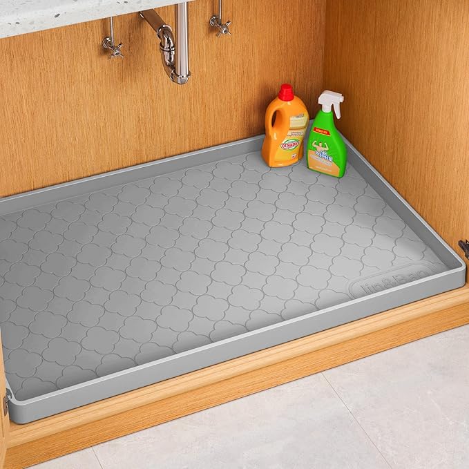 Jin&Bao Waterproof Under Sink Mat 34" x 19", Thick Silicone Mat Cabinet by Jin%26Bao