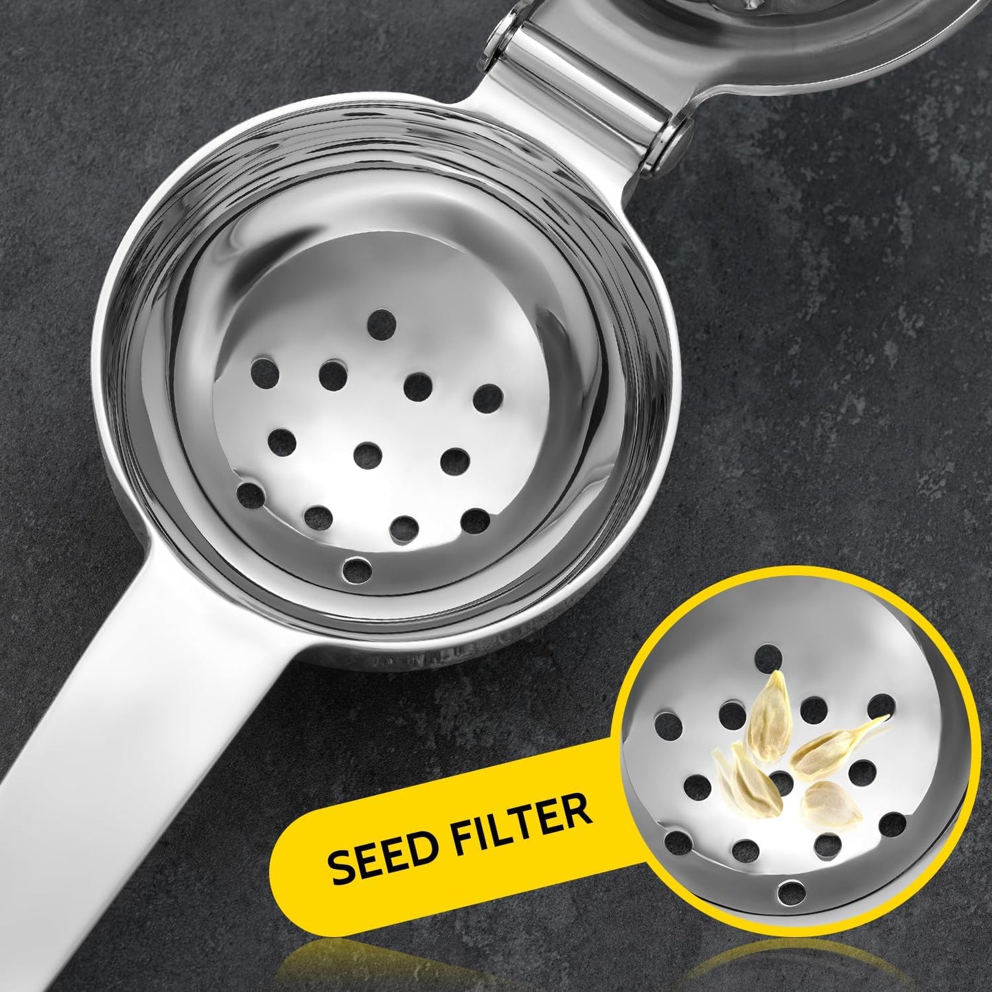 Lemon Squeezer, Sopito Lemon Juicer Stainless Steel Lime Squeezer Heavy Duty with Large Metal Lemon Juicer Squeezer Bowl for Seedless Juicing, Non-Slip Grip Design Lemon Squeezer Manual