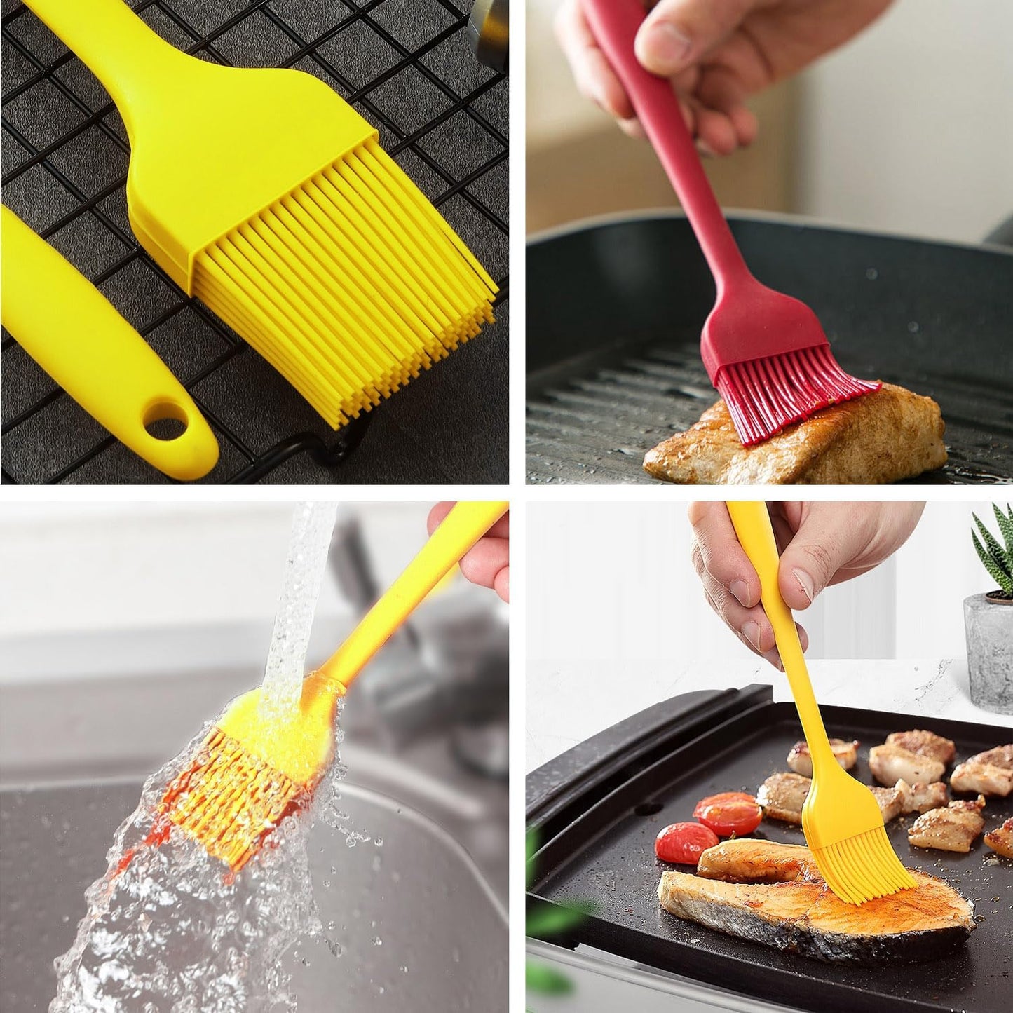Silicone Basting Pastry Brush, Limso 3 PCS Heat Resistant Food Brush, Food Brush Suitable for BBQ Grill and Baking, Dishwasher Safe (3 Colors)