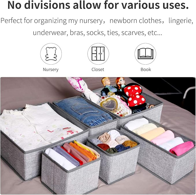 Criusia Foldable Underwear Drawer Organizer, Closet Dividers, Storage Box - Image 6