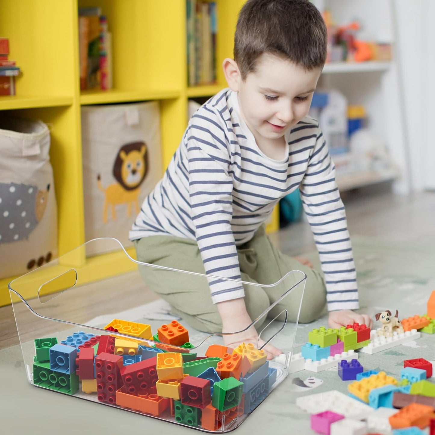 Tiawudi 6 Pack Plastic Storage Bins, Extra Large Pantry Organizer, 13.5" x 10" Clear Storage Containers and Organizer Bins, Multi-Use Bins for Home, Kitchen, Closet and Cabinet