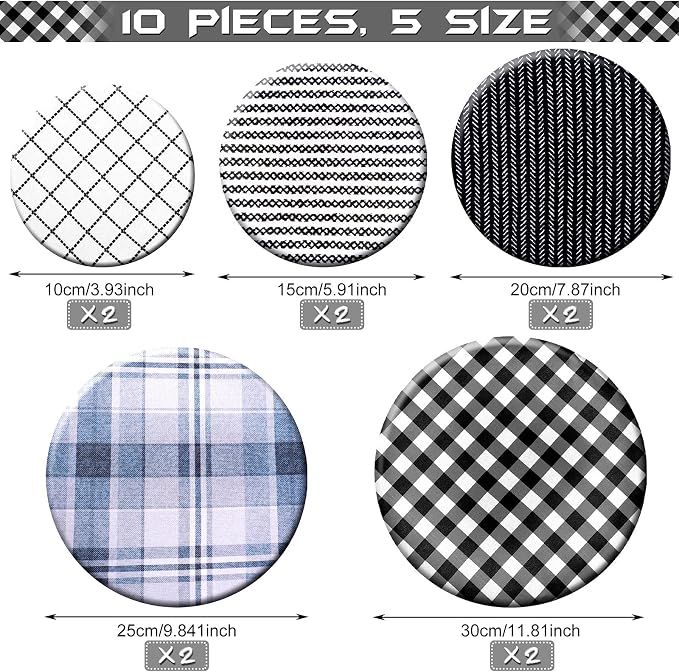 Patelai 10 Pcs Bowl Covers Reusable in 5 Size Stretch Cloth Fabric Elastic Food - Image 2