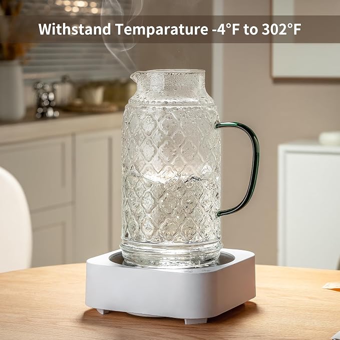 Buaic Glass Pitcher with Lid, 84 oz/2.5 Liter Vintage Water Pitcher, Iced Tea - Image 5