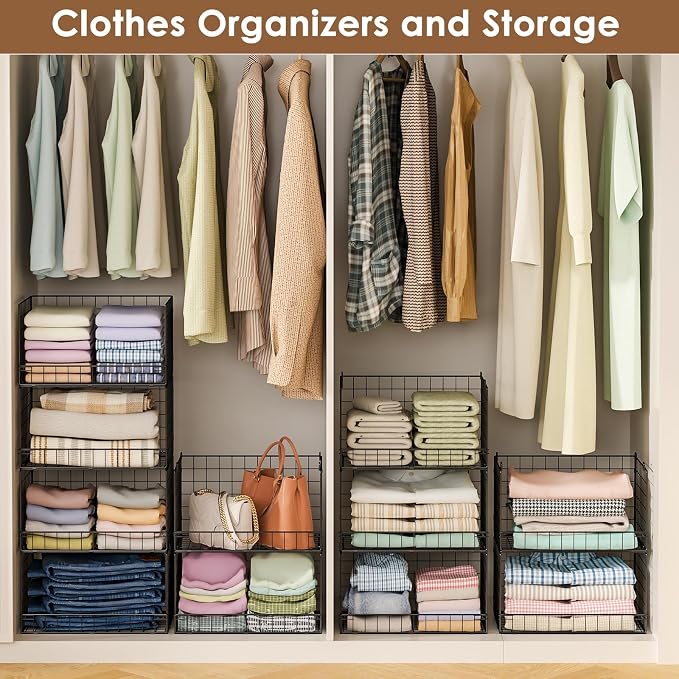 Yociyoga 4-Tier Stackable Closet Organizers and Storage Shelves, Foldable - Image 9
