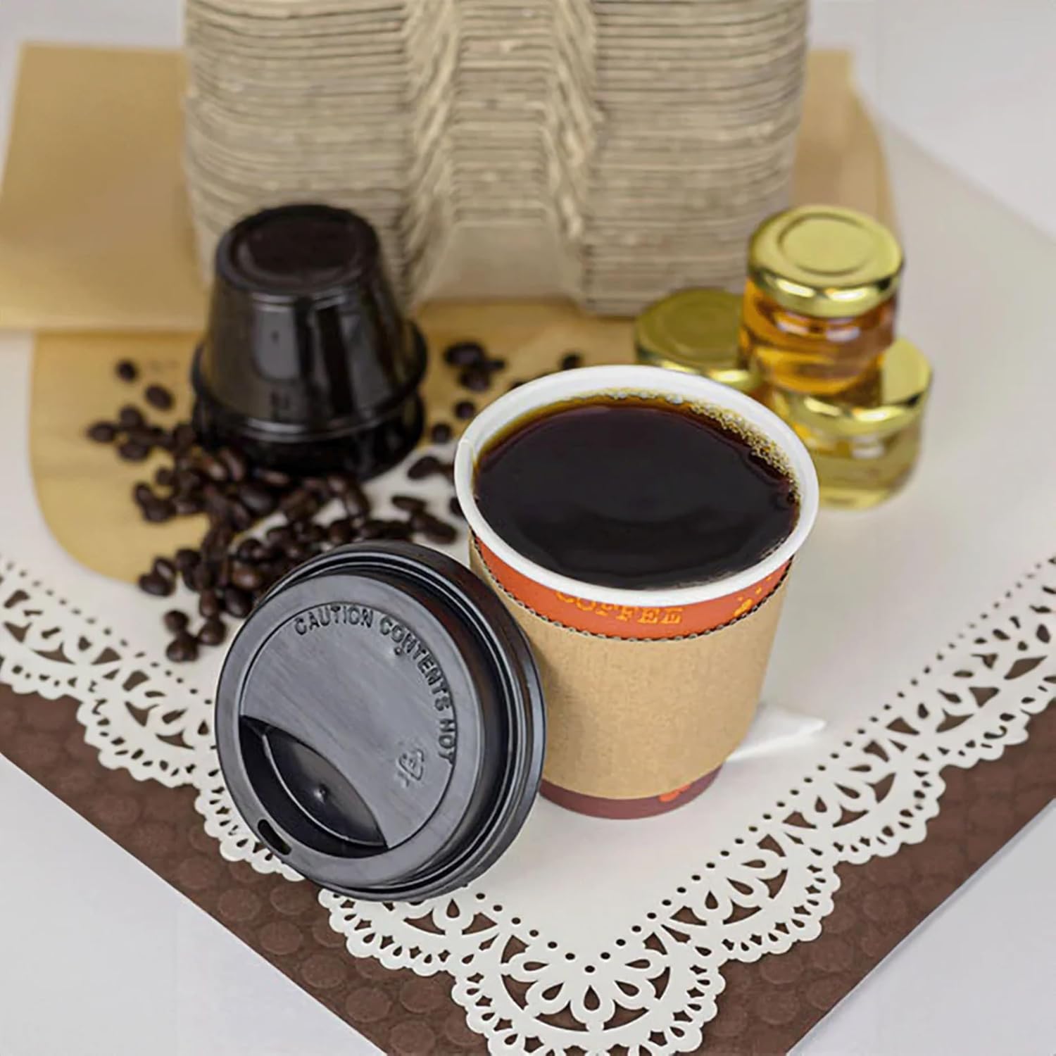 Karat 10 oz Paper Hot Coffee Cups [1000 ct] Disposable, Leak-Resistant Double Poly-Lined Cups for Hot Beverages, 90mm (C-K510)