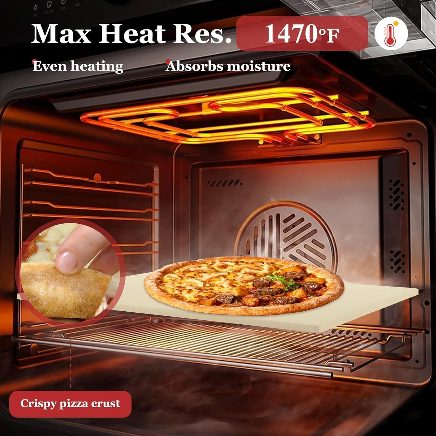 13Pcs Rectangular Pizza Stone for Oven and Grill, 15 x 12 Inch Pizza Stone Set with Pizza Peel, Grill Stone Baking Stone for Outdoor Grill for Pizza, Bread, 0.59'' Thickened Stone Pizza Pan