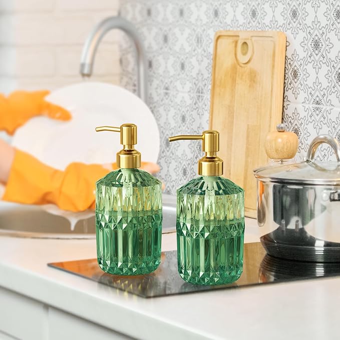 AmazerBath Soap Dispenser Green Glass Soap Dispenser - Image 8