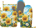 Oven Mitts and Pot Holders Sunflower Daisy Flower Art Silicone Kitchen by DADABULIU