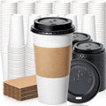 Fit Meal Prep 500 Pack 20 oz Disposable Coffee Cups with Lids, Sleeves, Leak-Proof To Go Coffee Cups with Lids, Durable Paper Cups for Hot Beverage, Home, Office, Party