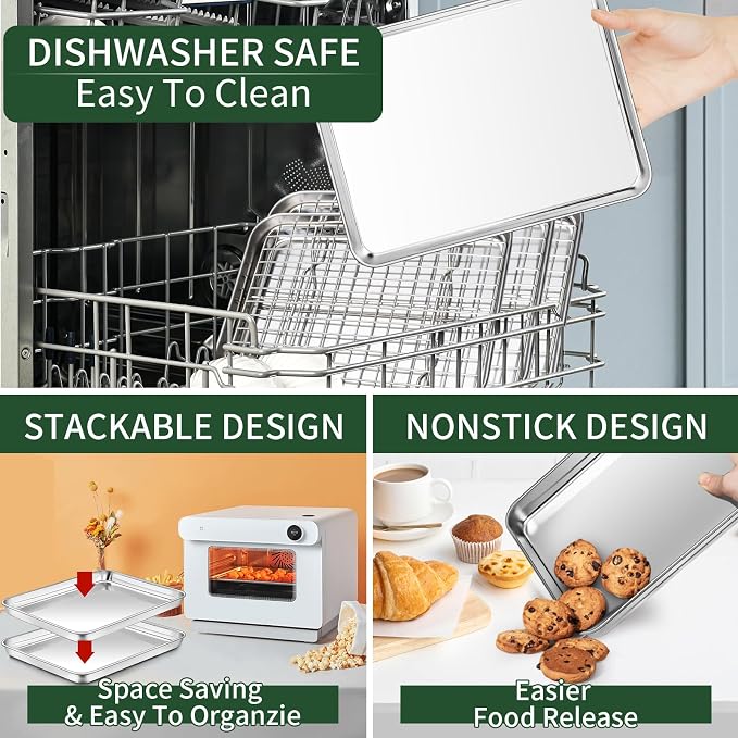 CEKEE Baking Sheet and Cooling Rack Set, Stainless Steel Cookie Sheet Baking - Image 5