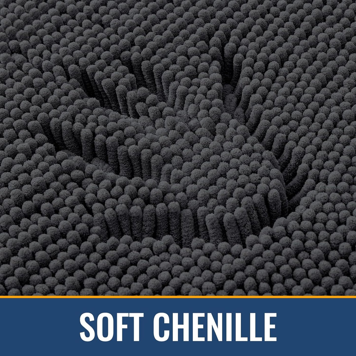Arotive Bathroom Rugs 47x24, Extra Soft Absorbent Shaggy Chenille Bath Rugs, Machine Washable Rubber Backing Non-Slip Bath Mats for Bathroom Floor Tub and Shower, Home Decor Accessories, Dark Grey